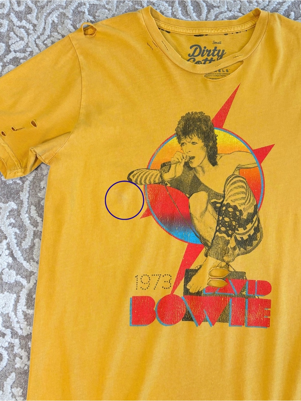 Dirty Cotton Scoundrels David Bowie Ziggy Stardust Tee - Minor Flaw - Picture 14 of 15